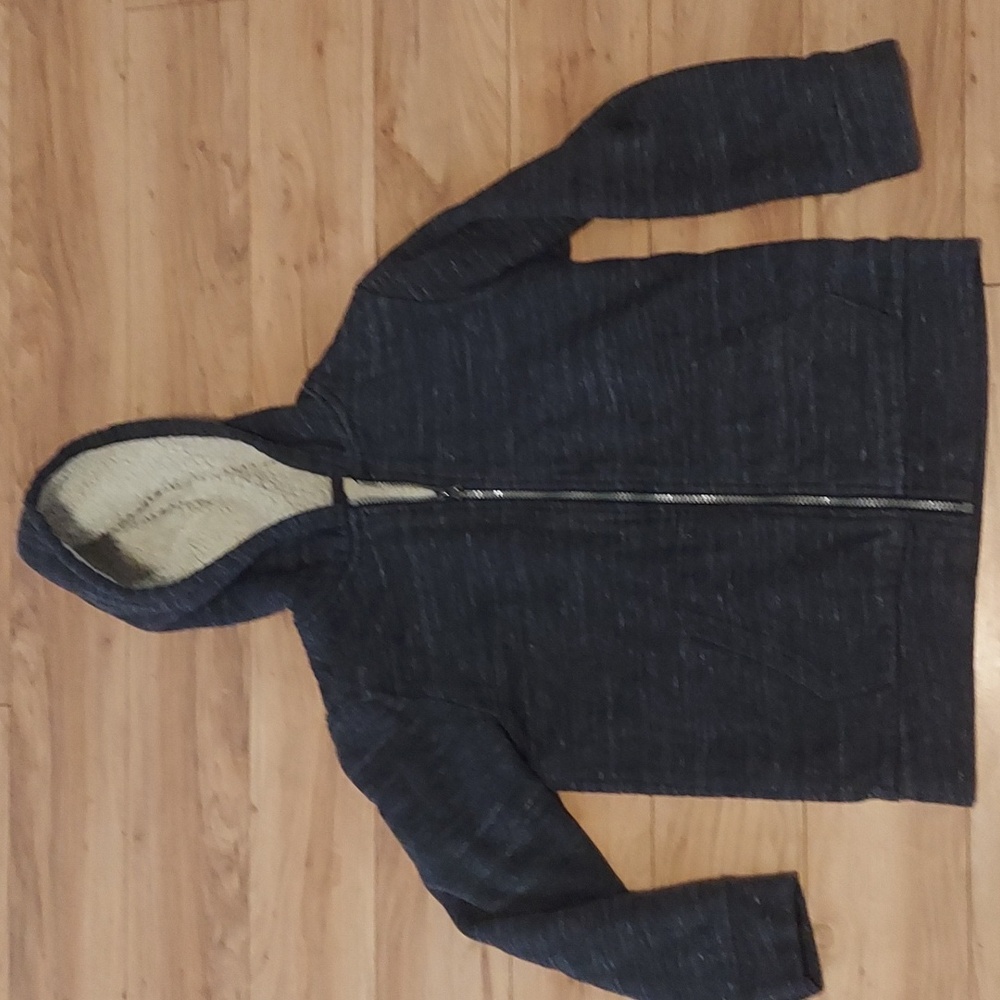 Kids 10/12 fleece lined zip hoodie gray